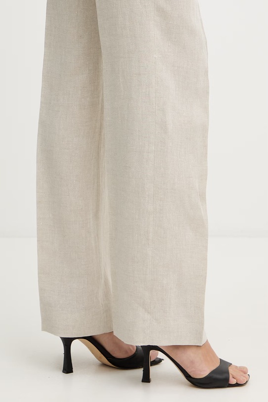 Hlače s dodatkom lana Twinset 261TT2521 bež