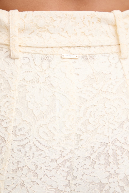 Twinset zvonaste hlače za žene s čipkom bež 261TT2314