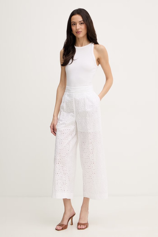 Βαμβακερό παντελόνι Twinset 261TF2112 λευκό SS26