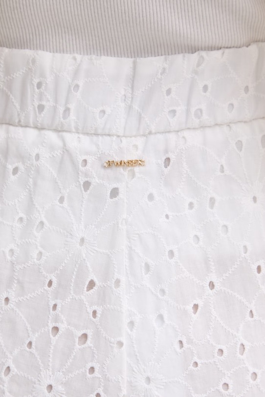 Βαμβακερό παντελόνι Twinset 261TF2112 λευκό