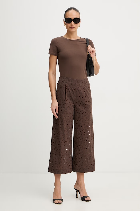 Pamučne hlače Twinset 261TF2112 smeđa SS26