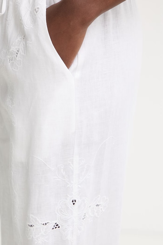 Twinset nohavice dámske ľanové biela 261TT2121