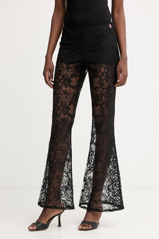 Twinset pantaloni da donna in pizzo nero 261AQ2042