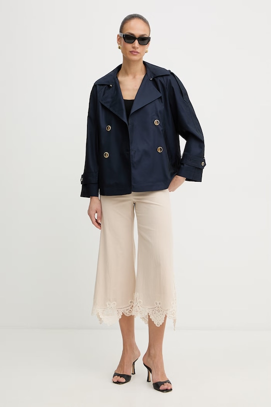 Twinset spodnie damskie bawełniane 261LM2DBB beżowy SS26