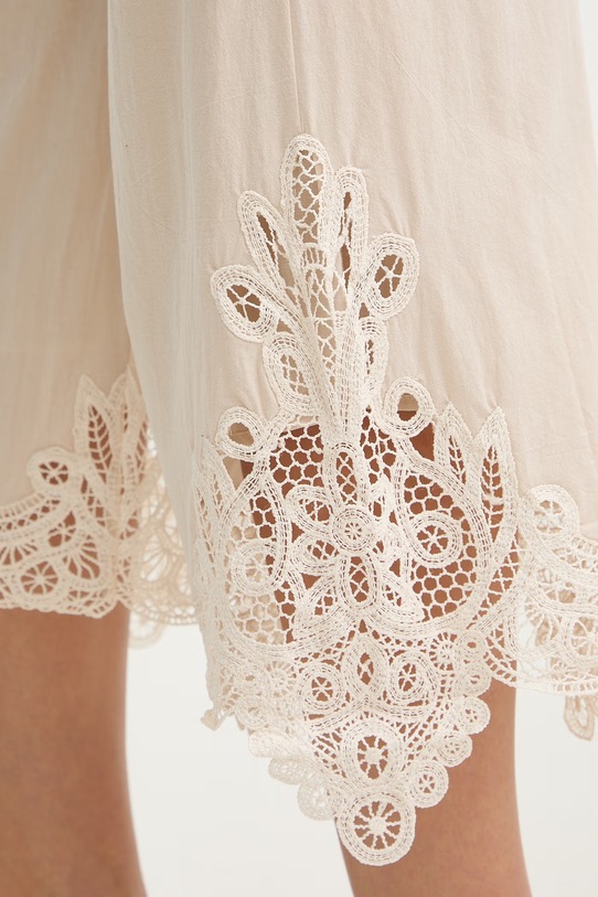 Twinset spodnie damskie bawełniane 261LM2DBB beżowy