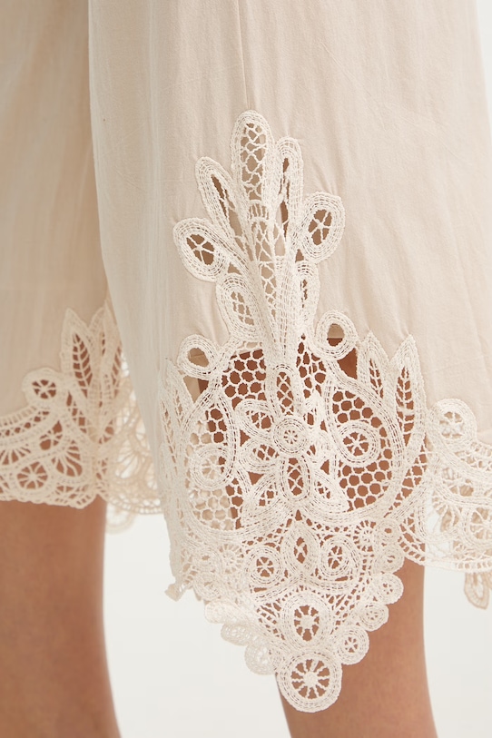 Twinset spodnie damskie bawełniane 261LM2DBB beżowy