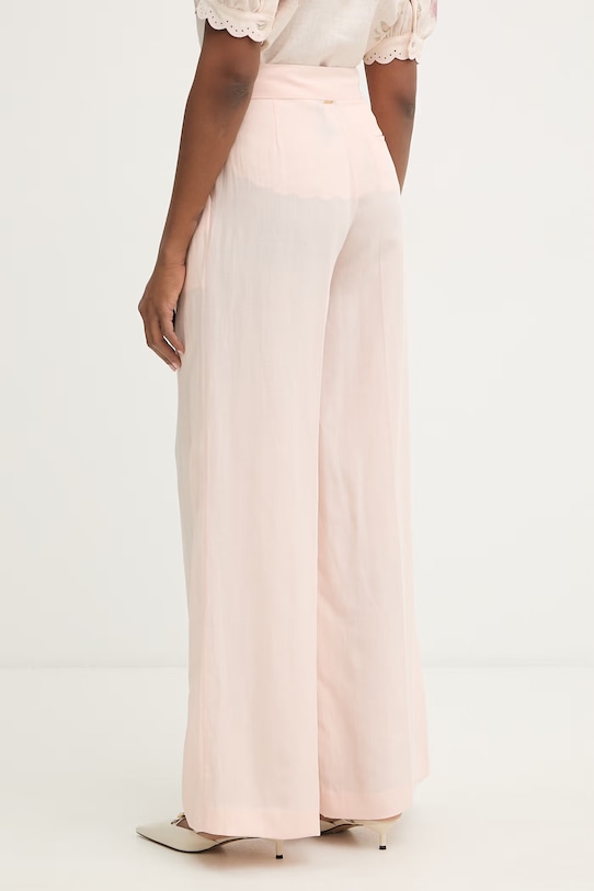 Odzież Twinset spodnie damskie z lnem 261TT2552 pomarańczowy