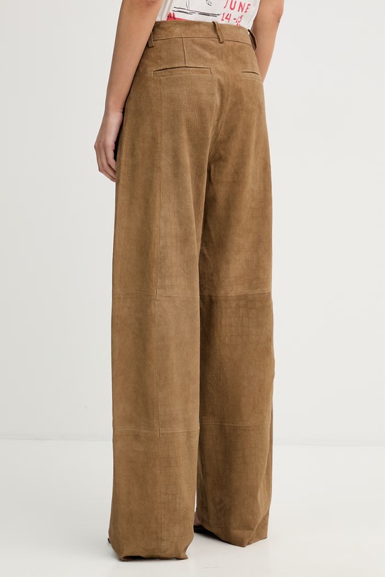 Odzież Gestuz spodnie wide leg damskie skórzane 10911115 beżowy