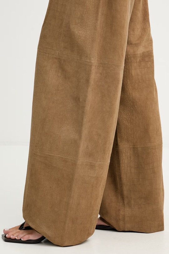 Gestuz spodnie wide leg damskie skórzane 10911115 beżowy