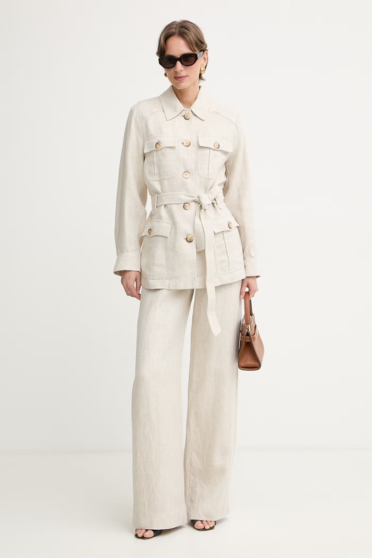 Luisa Spagnoli nohavice dámske ľanové Aliano 542900 béžová SS26