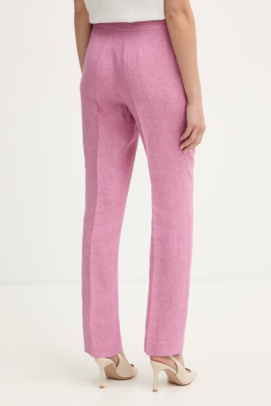 Odzież Luisa Spagnoli spodnie damskie lniane Ammenda 543245 różowy