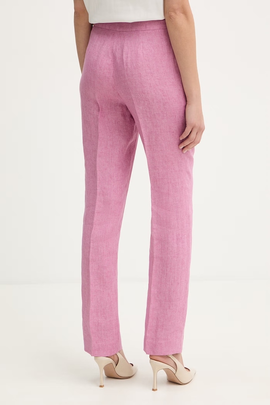 Odzież Luisa Spagnoli spodnie damskie lniane Ammenda 543245 różowy