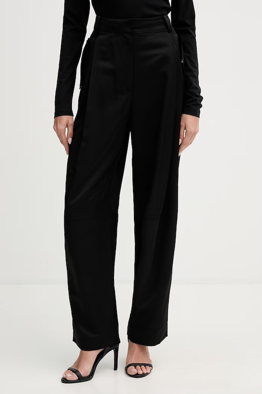 Sisley spodnie damskie z wiskozą czarny 4ZGDLF08F
