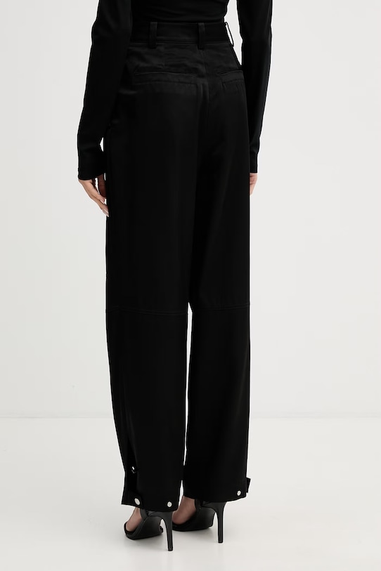 Odzież Sisley spodnie damskie z wiskozą 4ZGDLF08F czarny