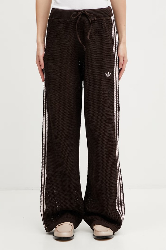 adidas Originals spodnie dresowe ażurowe damskie brązowy KE0201