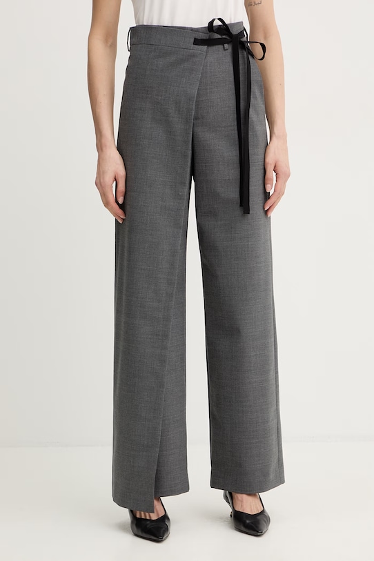 MM6 Maison Margiela spodnie z dodatkiem wełny tkanina szary S52KA0518.M35733.860M