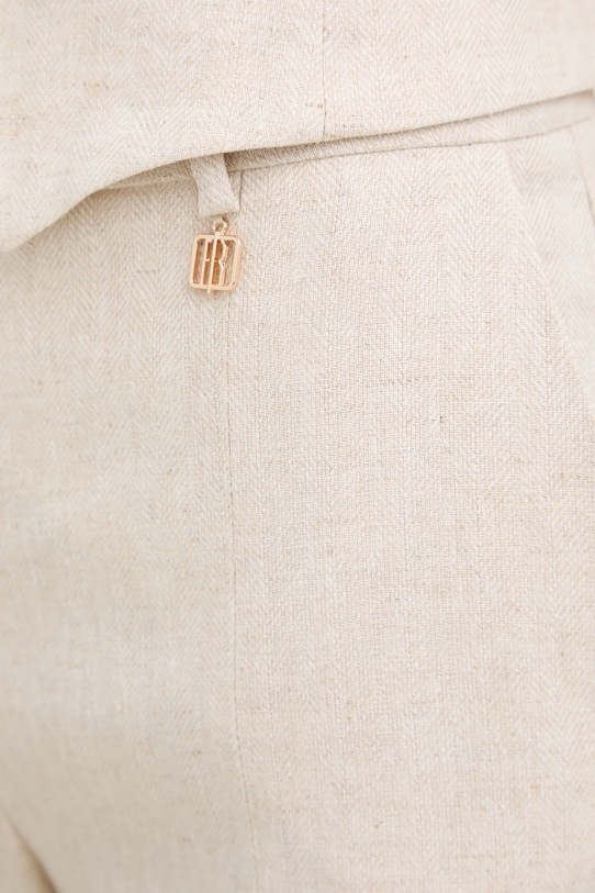 Fracomina spodnie z dodatkiem lnu beżowy FR26SV3012W67101