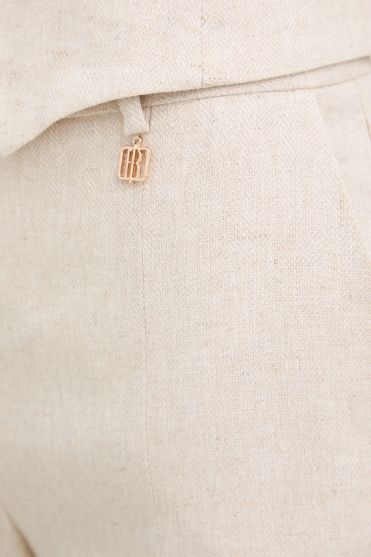 Fracomina spodnie z dodatkiem lnu beżowy FR26SV3012W67101