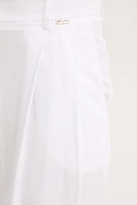 Fracomina spodnie palazzo damskie z dodatkiem lnu biały FS26SV3009W62201