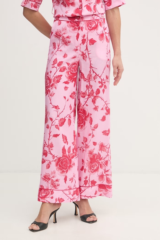 Fracomina pantaloni pentru femei, cu amestec de in roz FS26SV3014W622K9