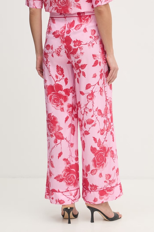 Odzież Fracomina spodnie damskie z dodatkiem lnu FS26SV3014W622K9 różowy