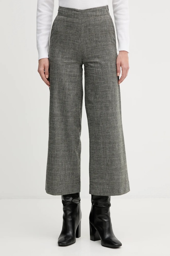 United Colors of Benetton spodnie z domieszką lnu high szary 4Z8EDF0B9