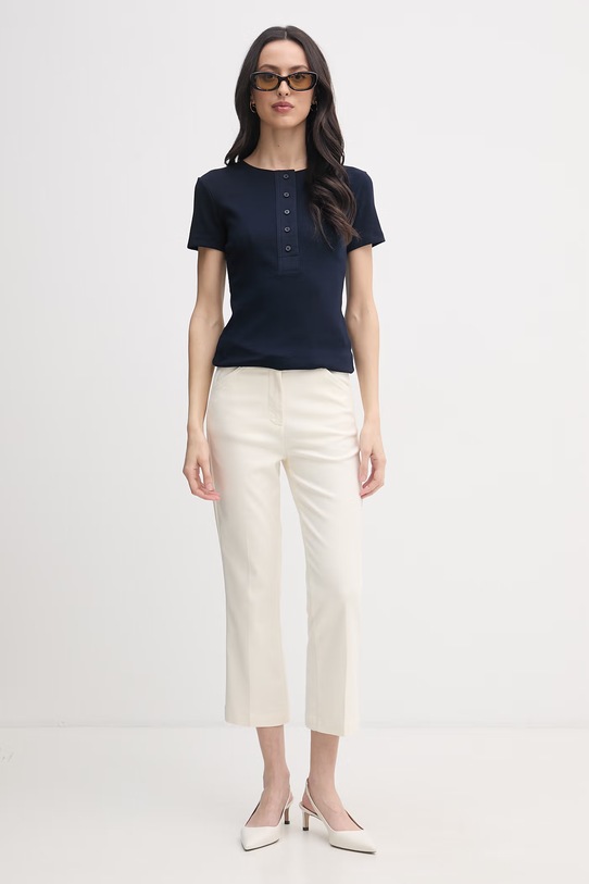 United Colors of Benetton pantaloni pentru femei, cu bumbac 4SQPDF08A bej SS26