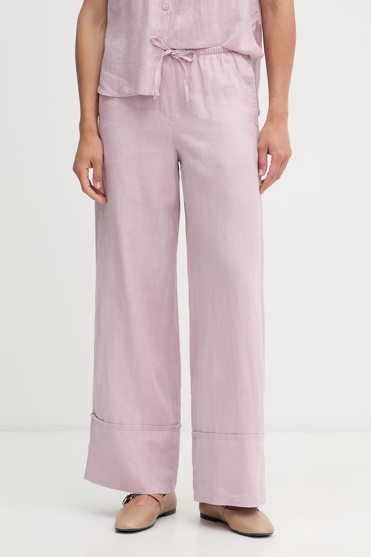 United Colors of Benetton брюки женские из льна розовый 4AGHDF0BF
