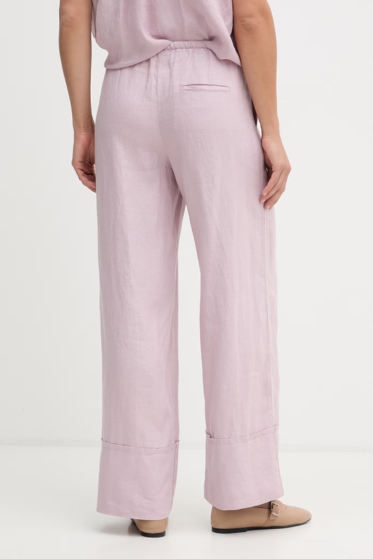 Oblečenie United Colors of Benetton nohavice dámske ľanové 4AGHDF0BF ružová