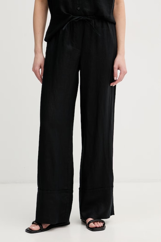 United Colors of Benetton Pantaloni da donna in lino nero 4AGHDF0BF