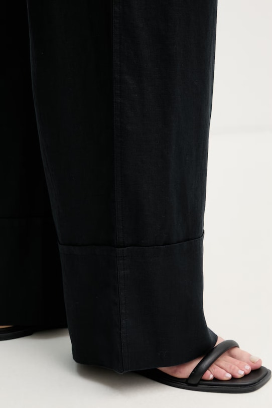 United Colors of Benetton Pantaloni da donna in lino nero 4AGHDF0BF