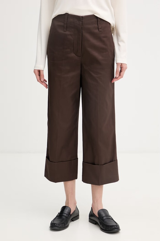 United Colors of Benetton chino hlače ženske bombažne rjava 49YYDF0BD