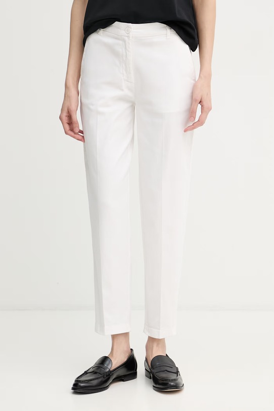 United Colors of Benetton hlače za žene od pamuka s elastanom bijela 4CDRDF0AV