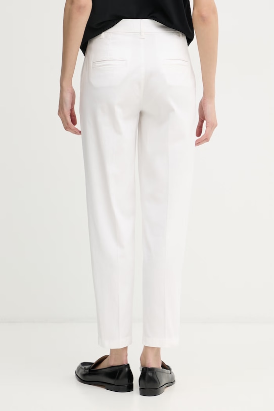 Odjeća United Colors of Benetton hlače za žene od pamuka s elastanom 4CDRDF0AV bijela