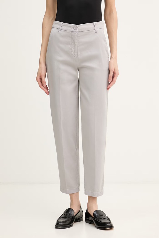 United Colors of Benetton Hlače ženske bombažne z elastanom siva 4CDRDF0AV