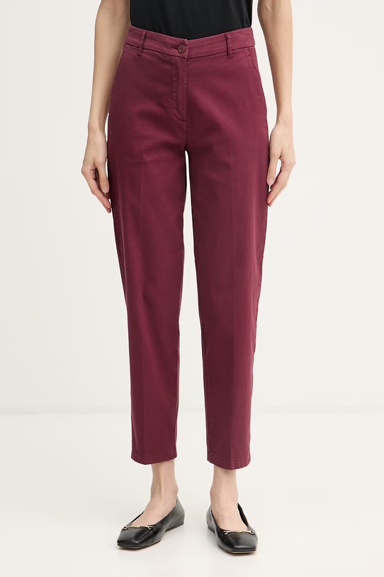 United Colors of Benetton hlače za žene od pamuka s elastanom bordo 4CDRDF0AV