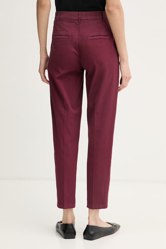 Odjeća United Colors of Benetton hlače za žene od pamuka s elastanom 4CDRDF0AV bordo