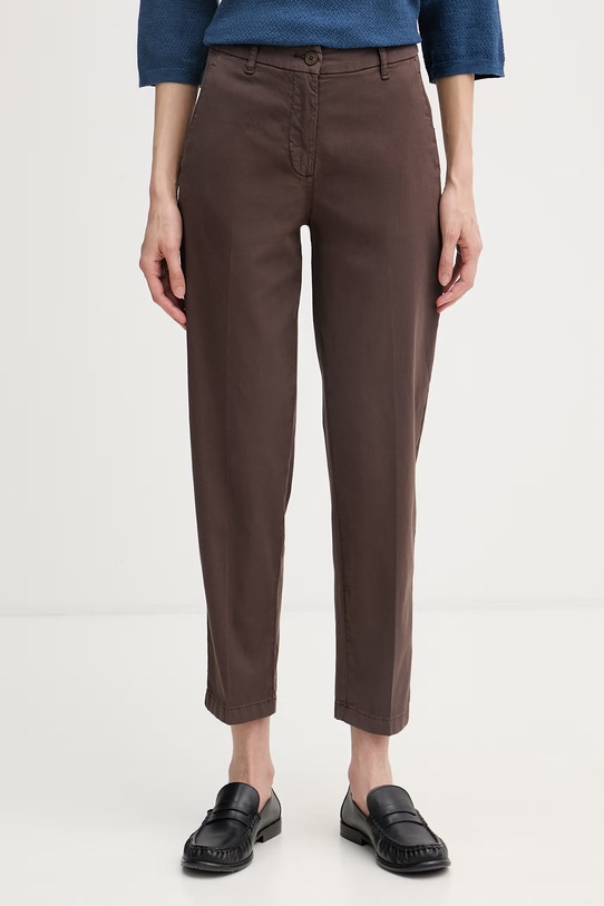 United Colors of Benetton hlače ženske bombažne z elastanom rjava 4CDRDF0AV