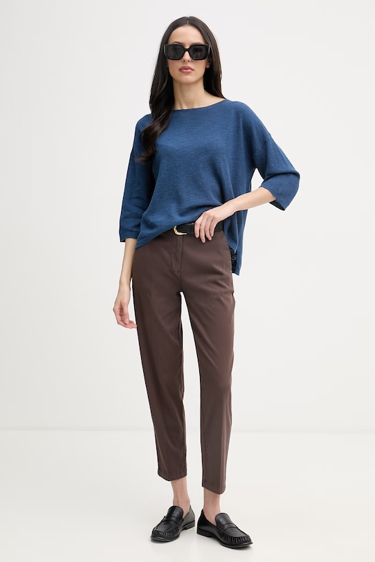 United Colors of Benetton hlače ženske bombažne z elastanom 4CDRDF0AV rjava SS26