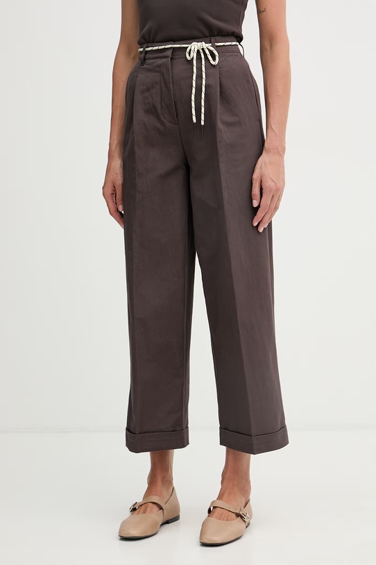 United Colors of Benetton hlače carrot ženske s pamukom smeđa 4RKGDF0BA