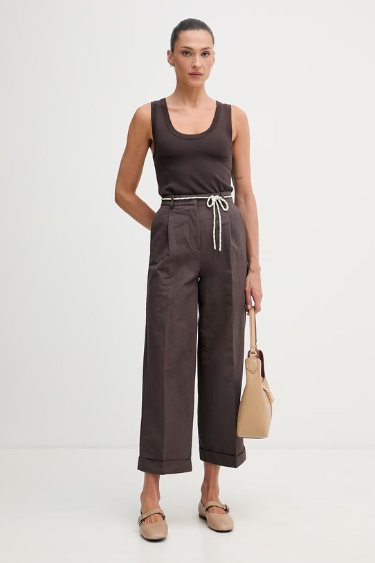 United Colors of Benetton hlače carrot ženske s pamukom 4RKGDF0BA smeđa SS26