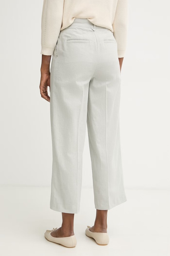 Odzież United Colors of Benetton spodnie damskie z lnem 4V6GDF0BG zielony