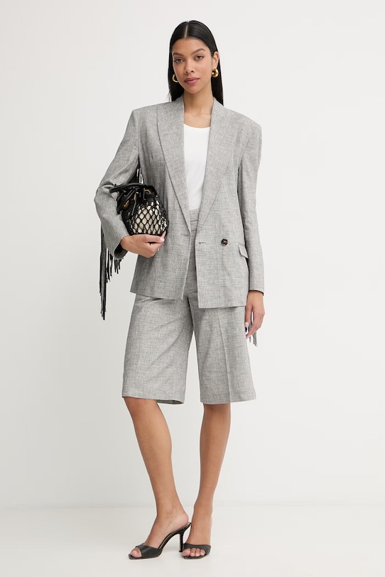 Pinko bermudy damskie z dodatkiem lnu 106920.A3AS szary SS26