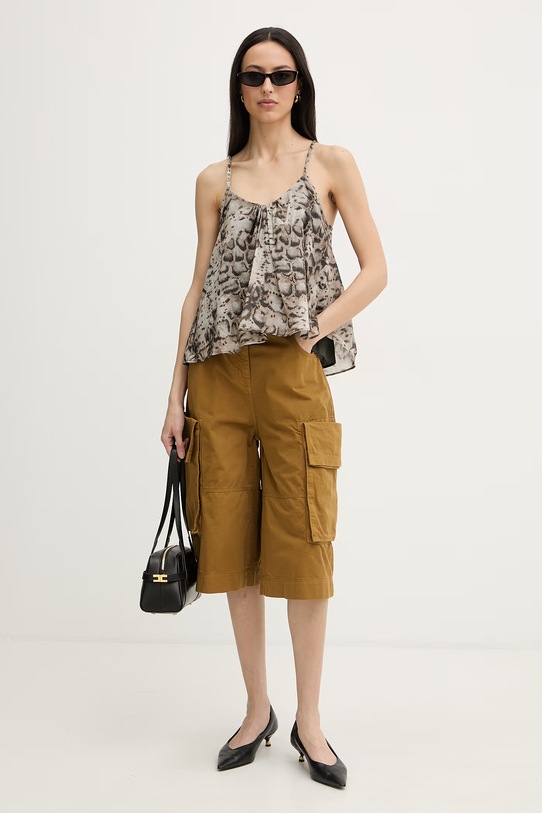 Pinko pantaloncini bermuda da donna in cotone 106820.A3AW marrone SS26