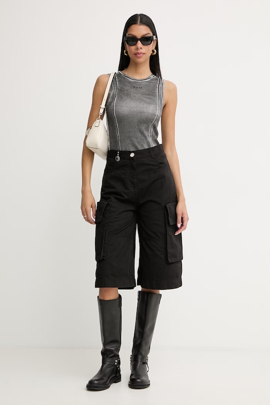 Pinko bermudy damskie bawełniane 106820.A3AW czarny SS26