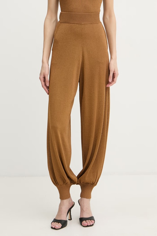 Pinko pantaloni da donna con viscosa marrone 106882.A3BD