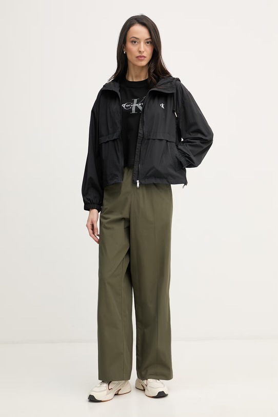 Calvin Klein Jeans hlače ženske bombažne LV047F636G zelena SS26