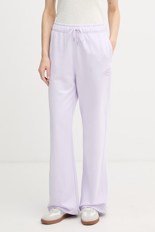 Calvin Klein Jeans spodnie dresowe damskie bawełniane fioletowy LV047F206G