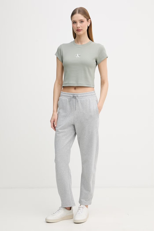 Calvin Klein Jeans teplákové nohavice dámske bavlnené sivá LV047F210G