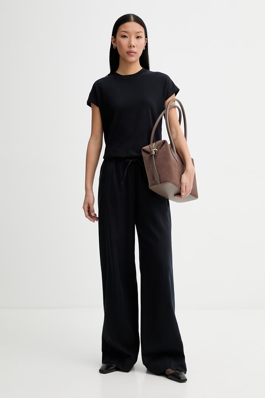 Marc O'Polo spodnie wide leg damskie z dodatkiem lnu 5000013133 granatowy SS26